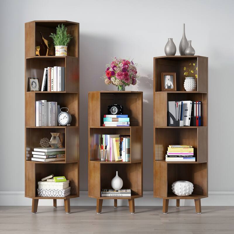 Tall Corner Bookcase, Corner Shelf, Multifunctional Bookshelf