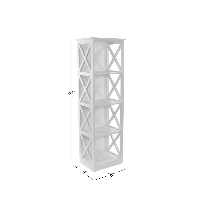 White Wooden 4 Shelves Shelving Unit