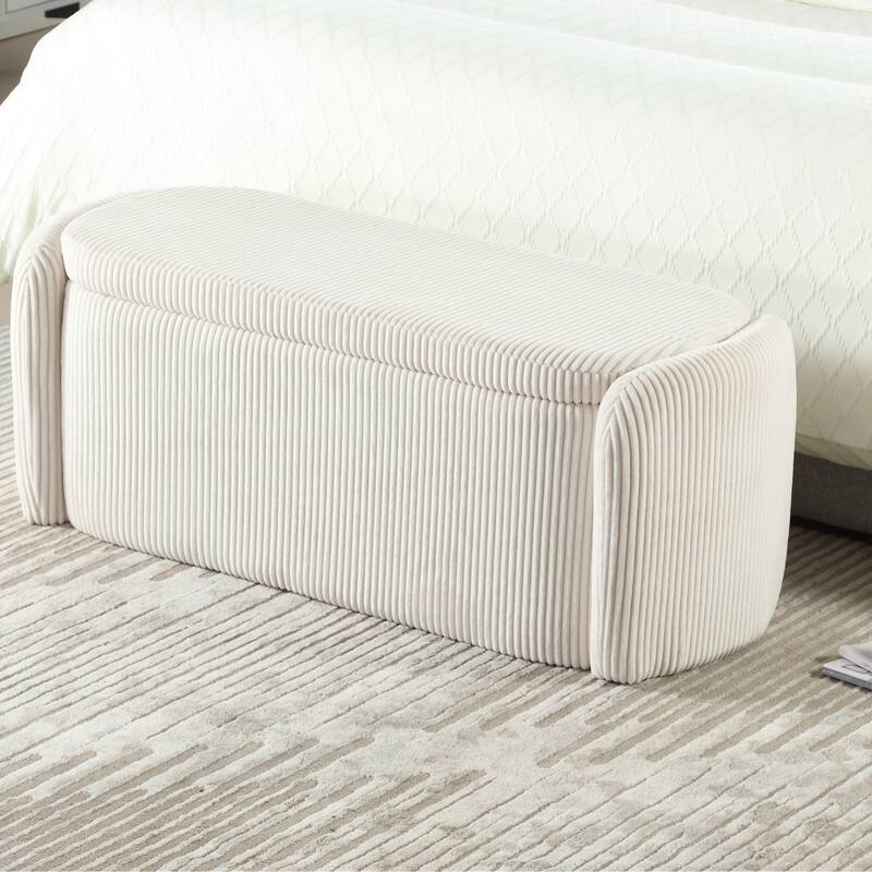 Entryway Upholstered Fabric Storage Ottoman