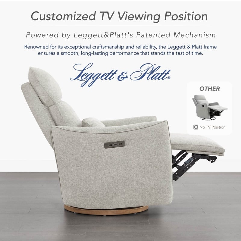 Spruce & Spring Power Swivel Recliner Chair Dual-Motor Nursery Glider with Lumber Pillow