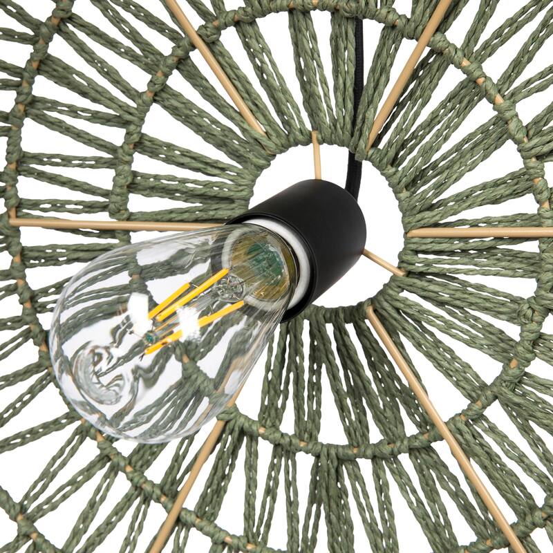 Open Weave Metal and Paper Rope Ceiling Light
