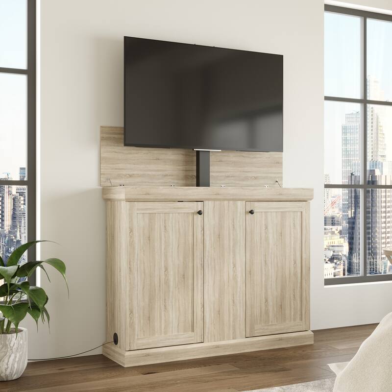 Motorized TV Lift Cabinet for TVs up to 50 Inch, Pop Up TV Lift Console with Remote Control, Hidden TV Cabinet Stand