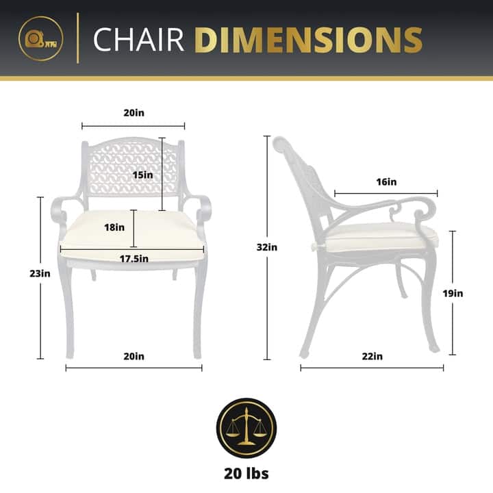Kinger Home Harmon 5-Piece Cast Aluminum Outdoor Dining with Cushions - 41-Inch