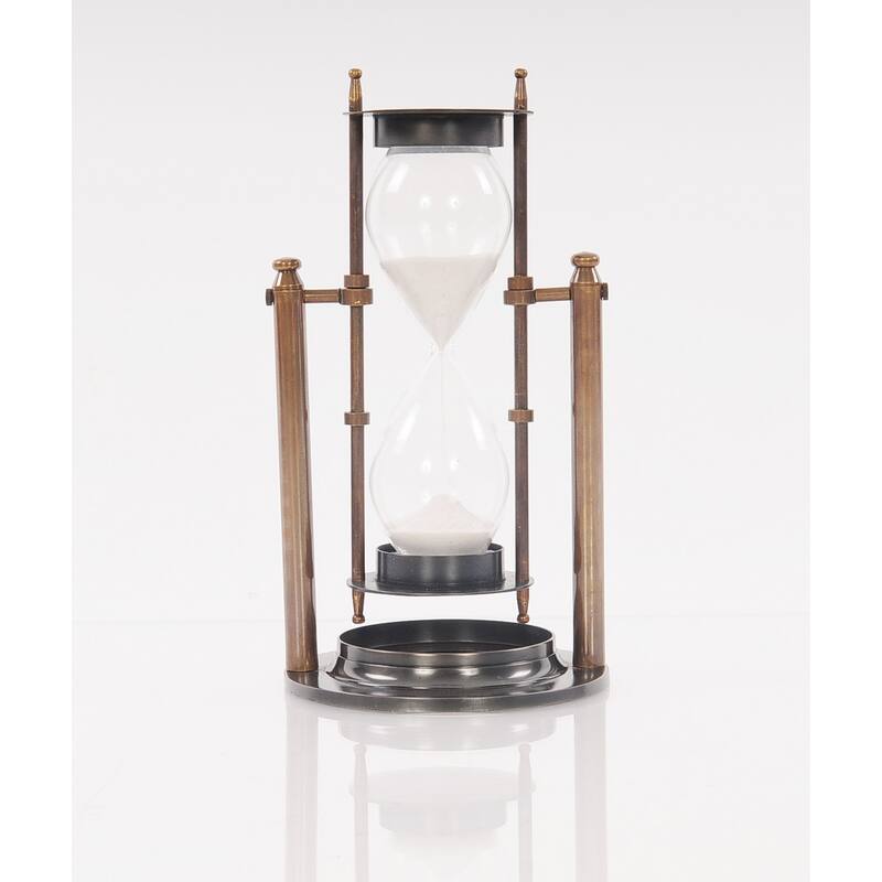 4.5" x 4.5" x 8.5" Brass Revolving Sandtimer