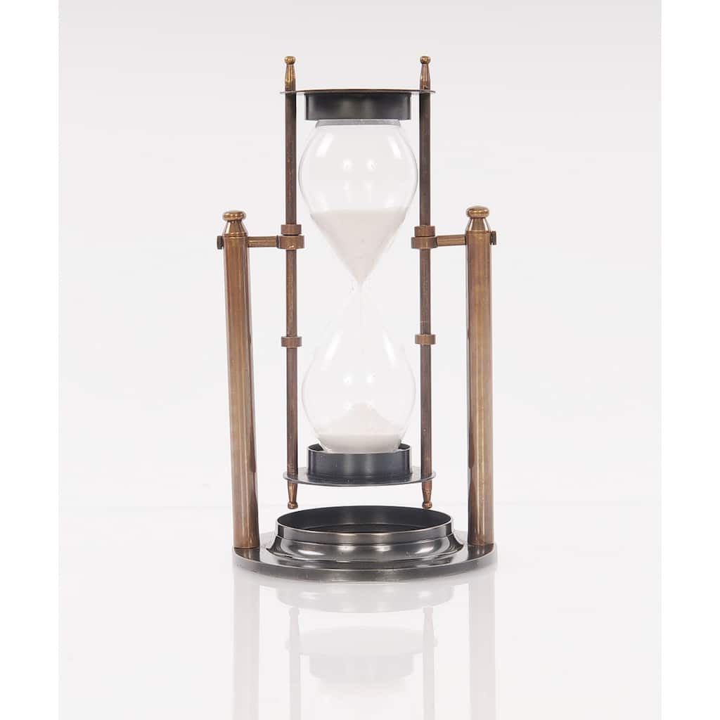 4.5" x 4.5" x 8.5" Brass Revolving Sandtimer