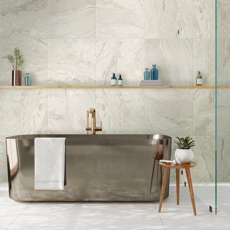 Apollo tile 24" x 24" Splendor Matte Stone Beige Porcelain Tile (11.62 sq ft/case) - 3 Pack