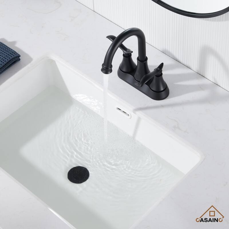4 in. Centerset Double Handle Bathroom Faucet with Drain Kit Included
