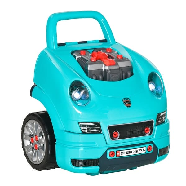 slide 2 of 8, Kids Truck Engine Toy with 61 Pieces, Realistic Sounds, Light, Horn, and Engine Parts for Ages 3-5 - Teal Teal