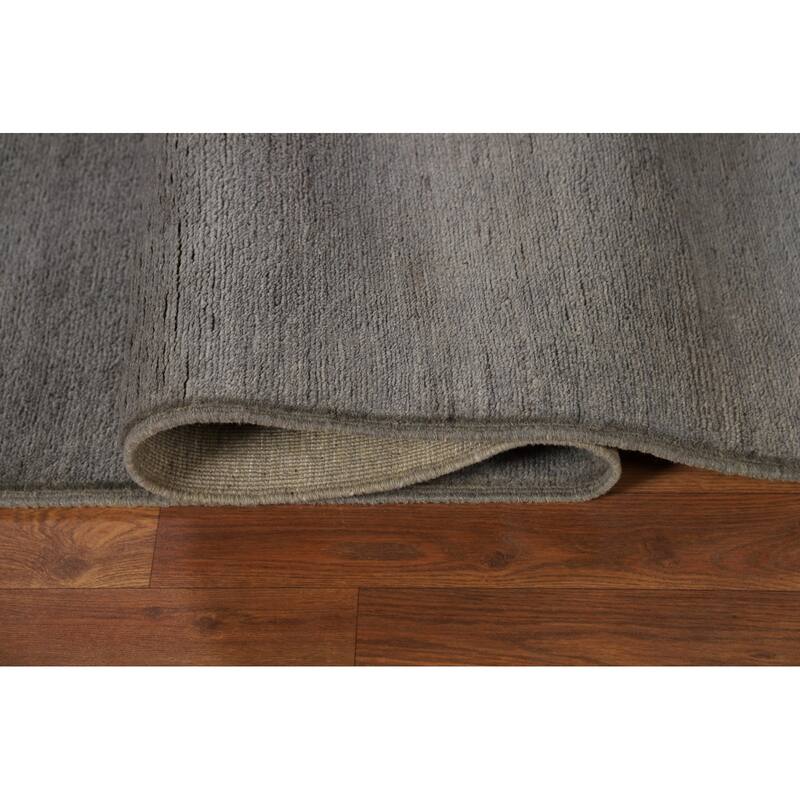 Modern Gray Gabbeh Oriental Area Rug Hand-Knotted Wool Carpet - 6'8" x 9'6"