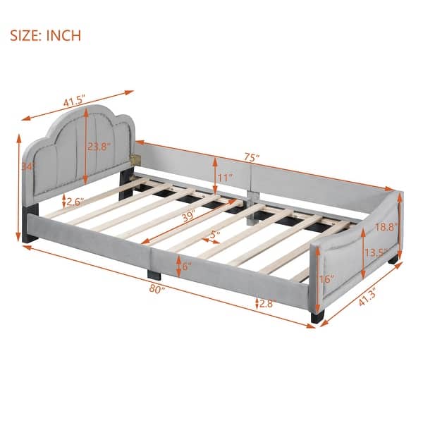 dimension image slide 0 of 4, Low-Profile Platform Bed Grounded Bed in Velvet Frame