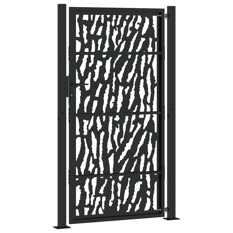 vidaXL Garden Gate Black Steel Leaf Design