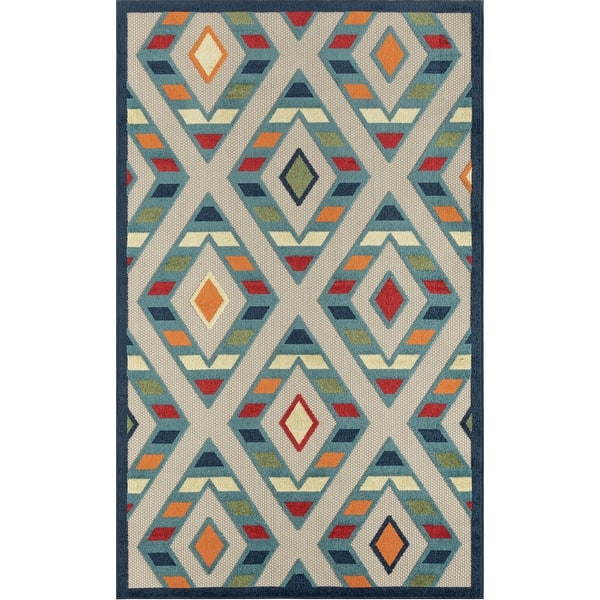 slide 2 of 9, Striped Diamond Textured Indoor/Outdoor Area Rug 2' x 3'