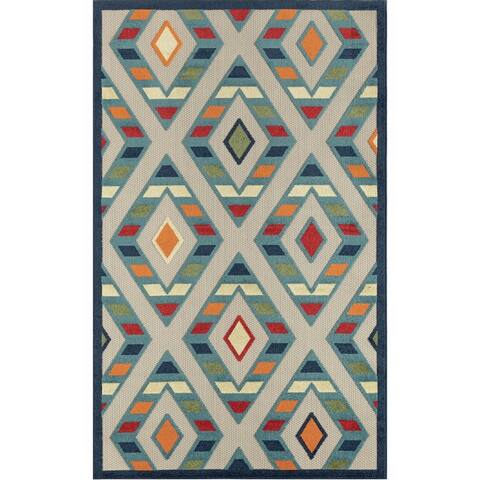 Striped Diamond Textured Indoor/Outdoor Area Rug