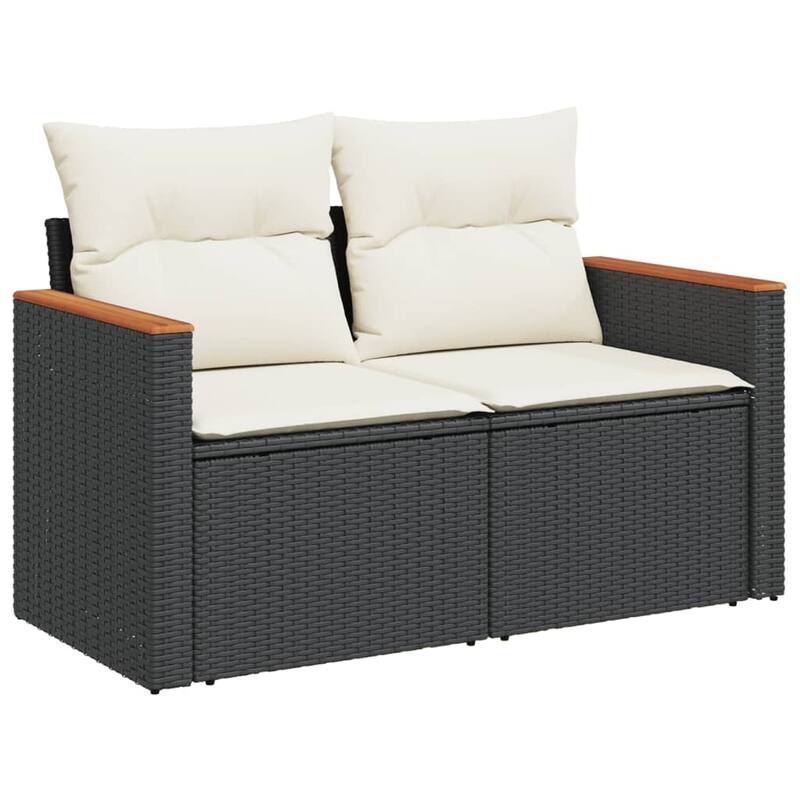 vidaXL Patio Sofa Set with Cushions Outdoor Conversation Furniture Poly Rattan - 24.4 x 24.4 x 27.2 in
