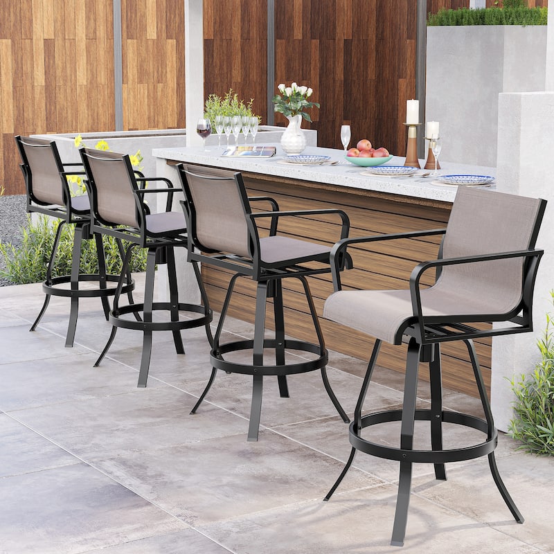 Pellebant Outdoor Aluminum Swivel Barstool Patio Bar Stools with Sunbrella Fabric - 18.31"Lx18.31"Wx43.31"H