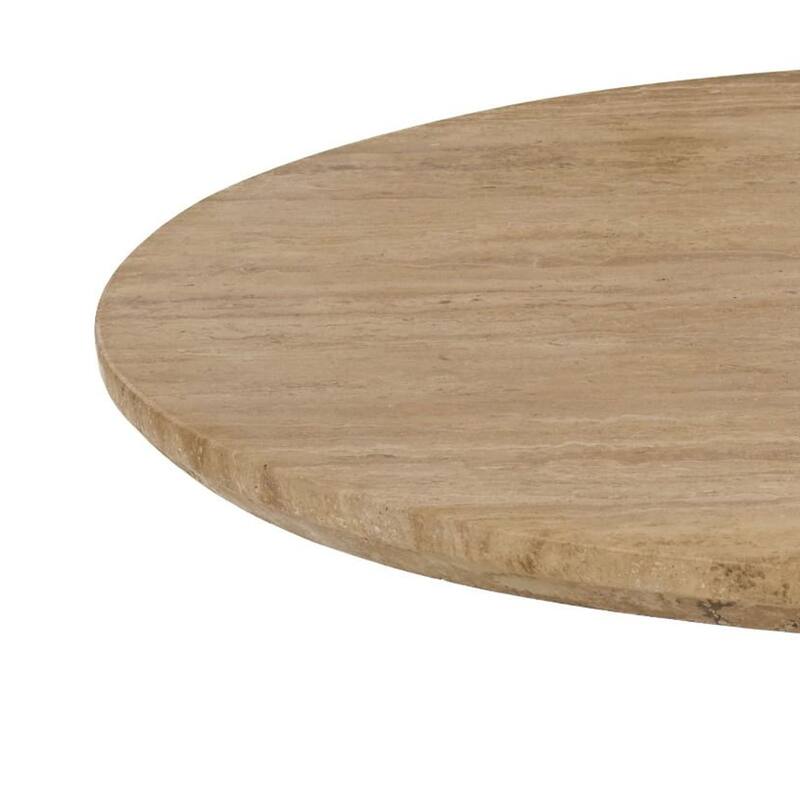 Cid Elma Breakfast Dinette Table, Beige Travertine Marble, Round 28 Inch