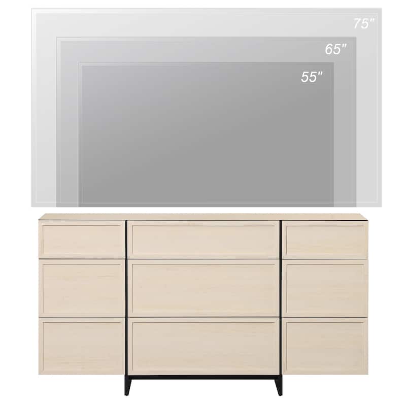 WAMPAT Modern Sideboard Buffet Cabinet with 9 Drawers, Multifunctional Sideboard with Large Storage and T-Shaped Legs