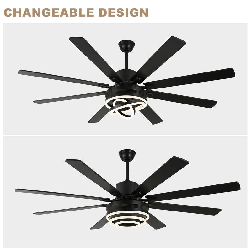 Bella Depot 72" Gold Large Ceiling Fan with Light and Remote