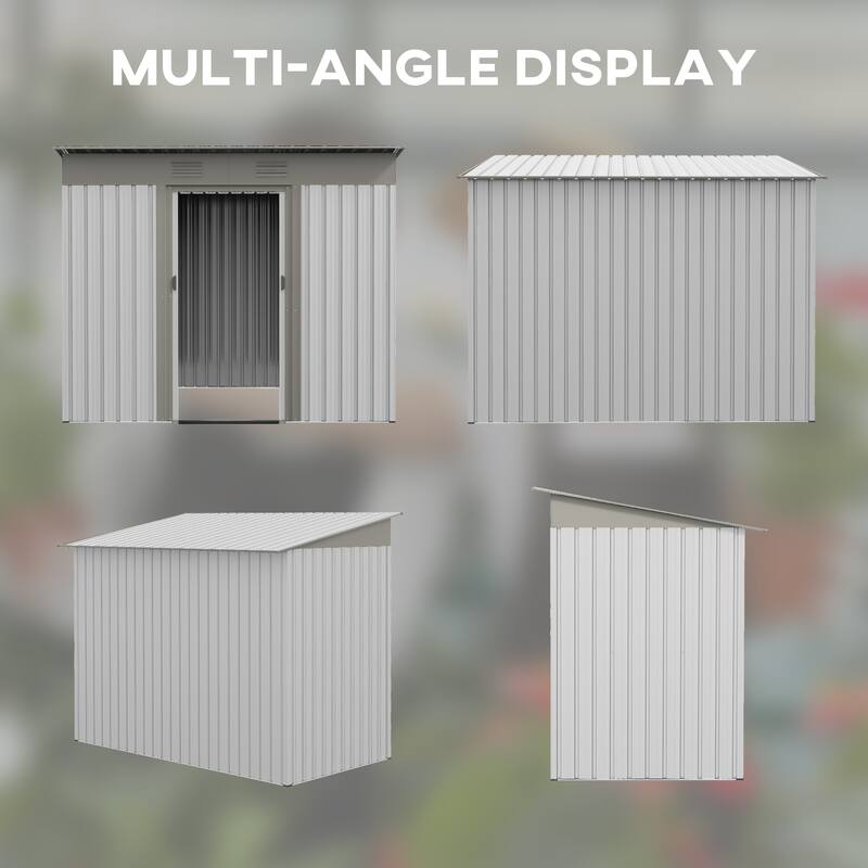 Garden Tool House Metal Lean to Backyard Carports Outdoor Storage Shed