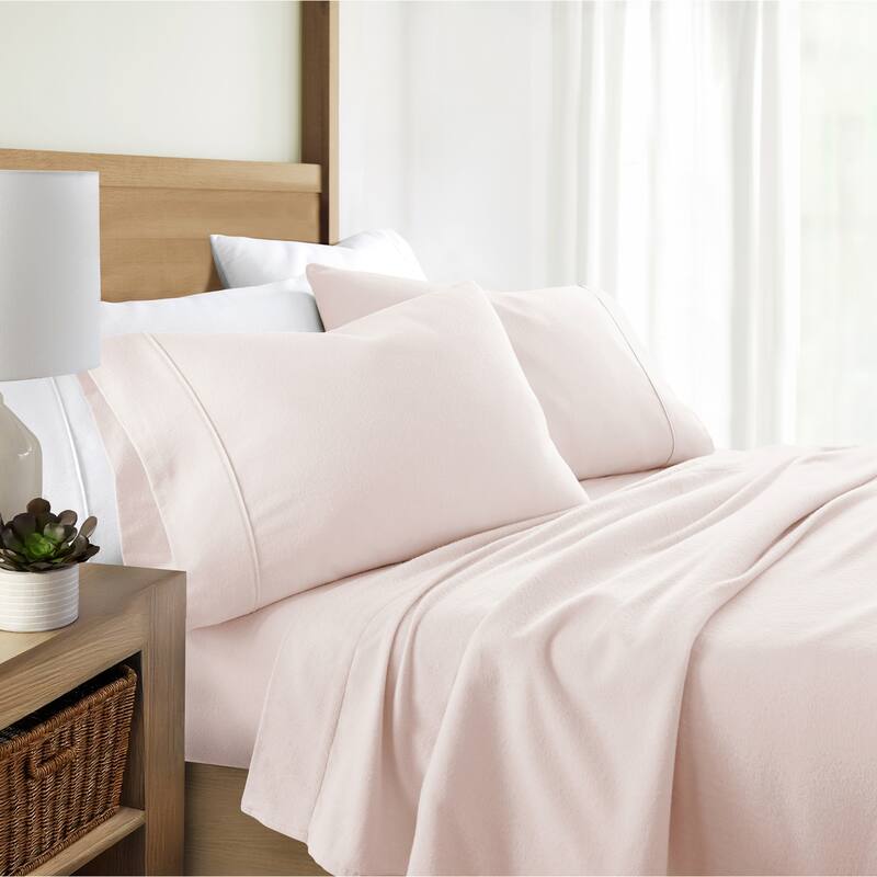 Becky Cameron 4 Piece Solid Cotton Brushed Flannel Deep Pocket Sheet Set