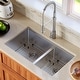 preview thumbnail 3 of 6, Karran 32" Undermount Double Bowl 60/40 Stainless Steel Workstation Sink