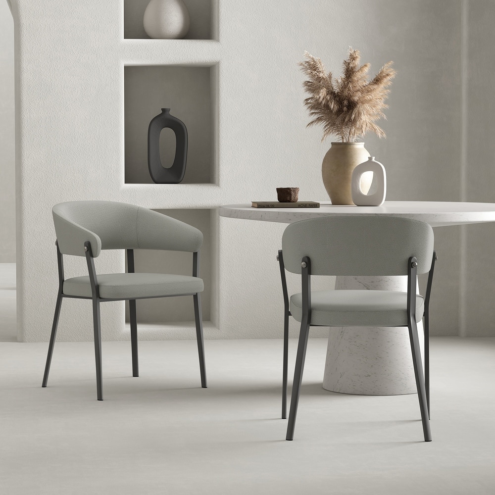 Manhattan Comfort Belle Stone Grey Textured Leatherette Dining Chair