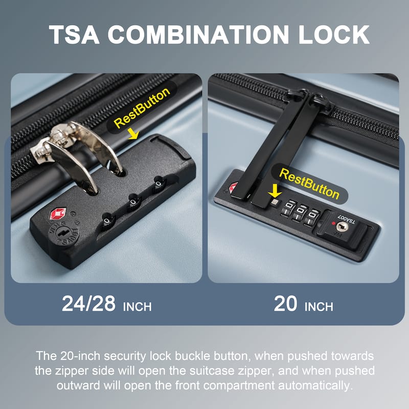 5 Piece ABS Hardside Lightweight Expandable Suitcase with USB Port