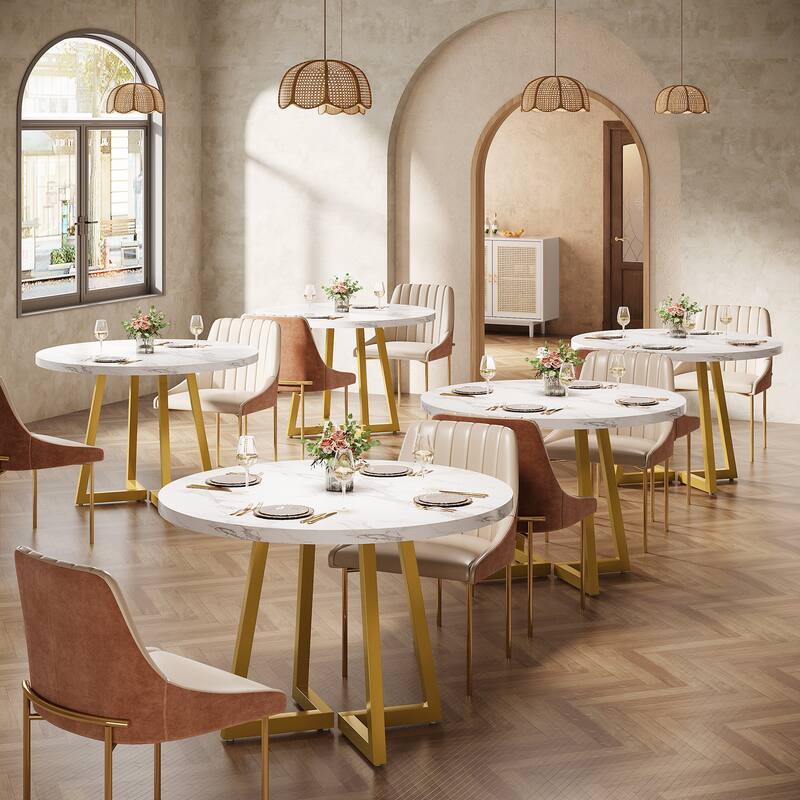 31.5" Round Dining Table for 2, Industrial Dinner Kitchen Table