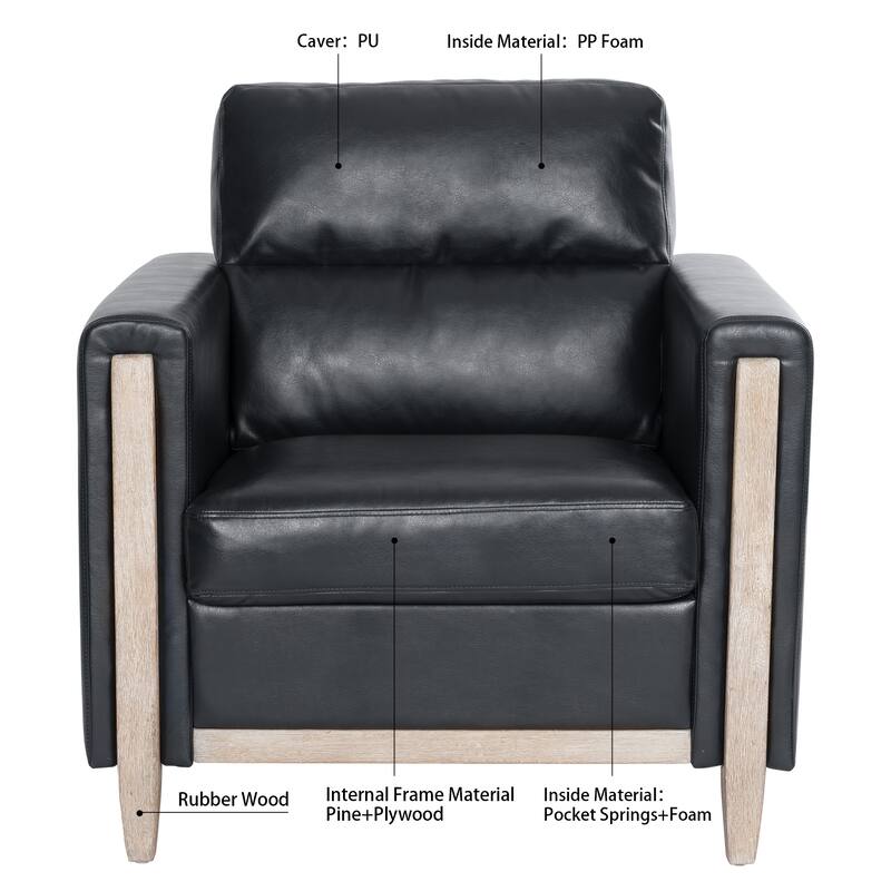 1-Seater Sofa with High-Resilience Sponge, Solid Wood Frame for Small Spaces