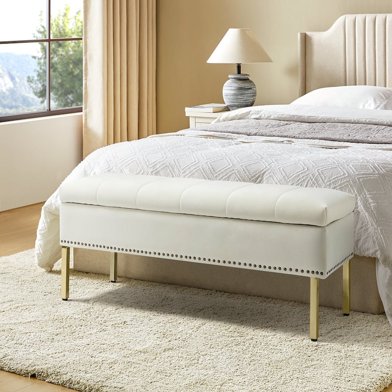 Egmont Contemporary Velvet Flip-Top Storage Bench by HULALA HOME
