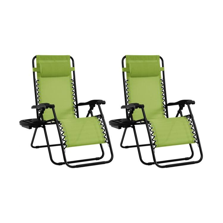 2 Pieces Folding Lounge Chair with Zero Gravity - 40"-57" x 25" x 34"-42.5"(L x W x H)