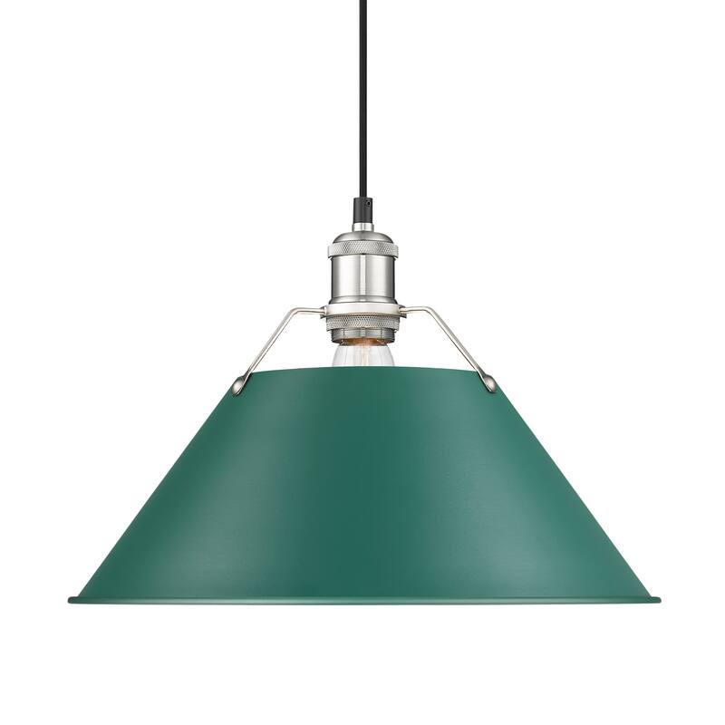 Yep by Golden Lighting Orwell 1-light 14in Pendant in Pewter and Pine Green shade - Large Pendant - 14"