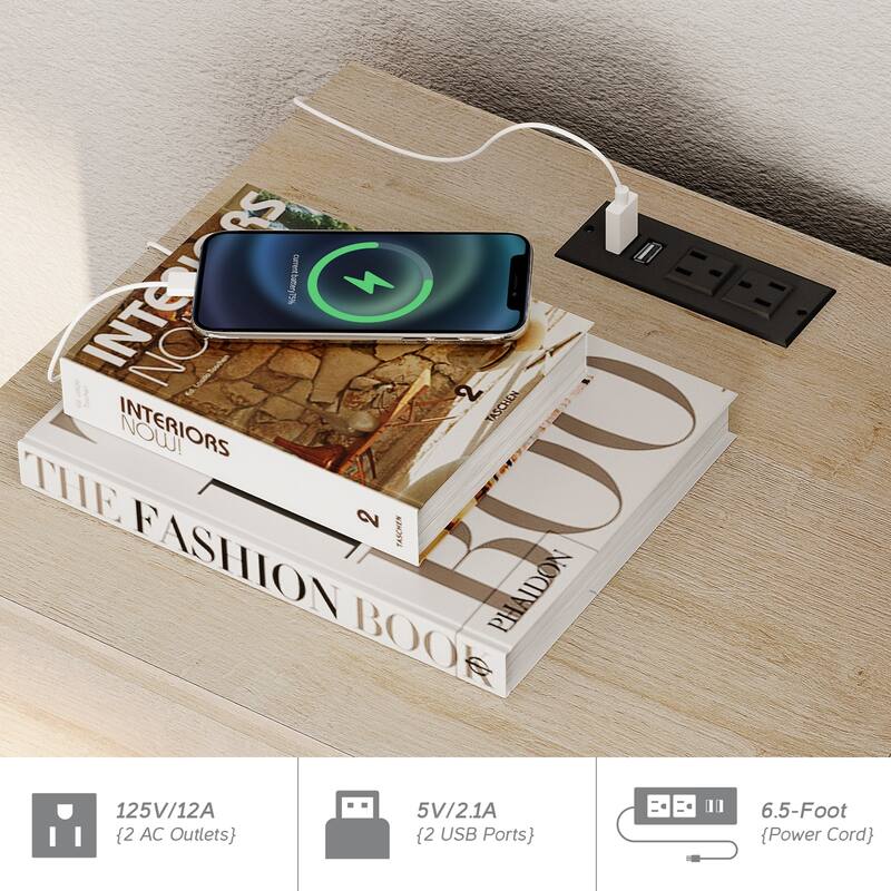 Bedroom 12-Drawer Dresser and Charging Nightstand Set, 94.4" Wide