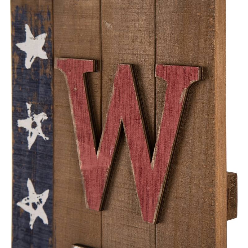 Glitzhome 42"H Patriotic Wood America Hat Hanging Sign Porch Decor
