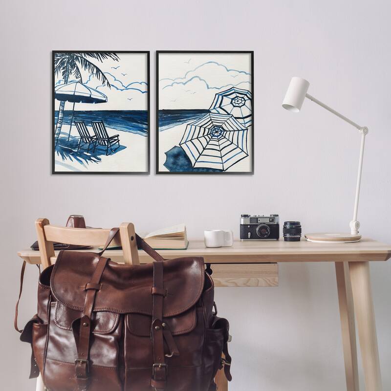 Stupell Tropical Ocean Views Framed Giclee Art Design By Carol Robinson (Set of 2)