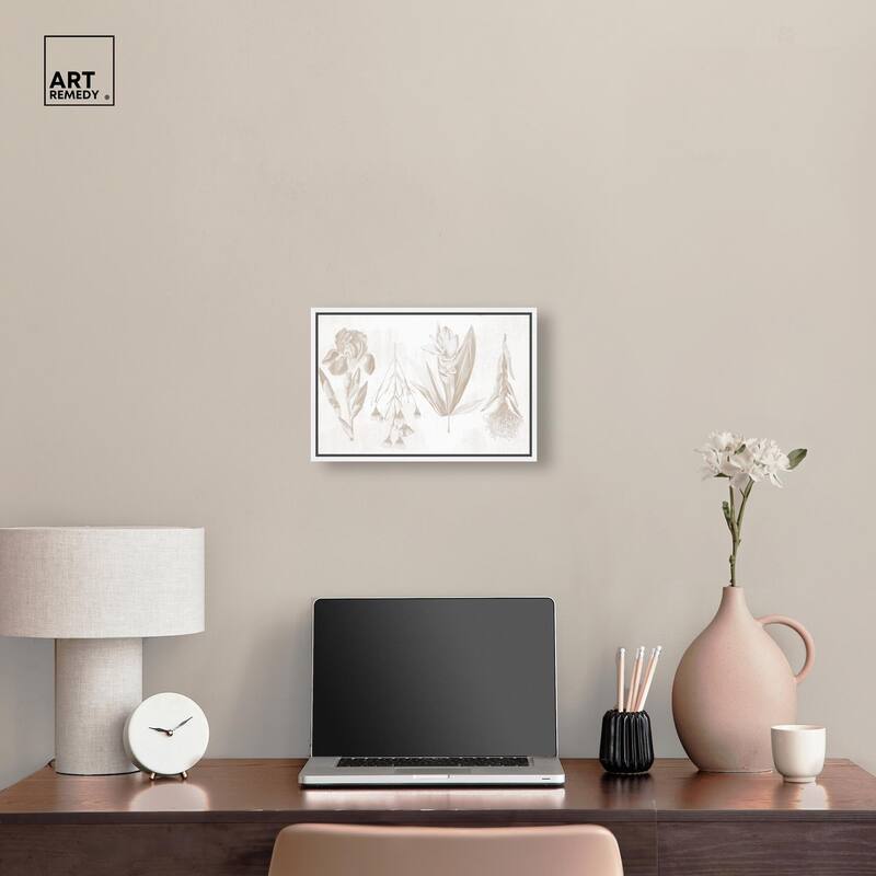 White Pressed Flora Canvas by Art Remedy