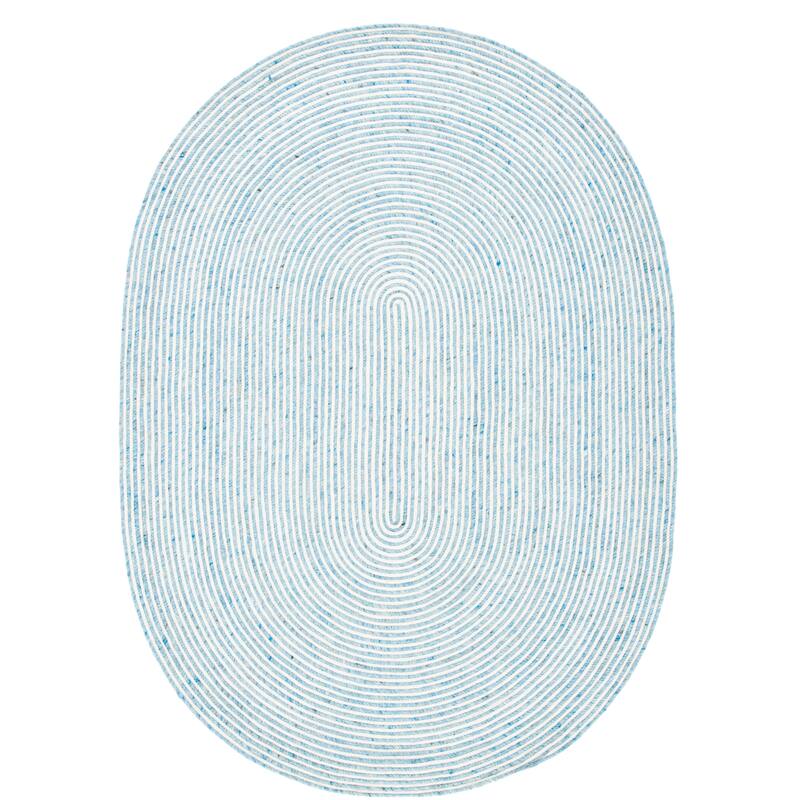 SAFAVIEH, Handmade Braided Bahrie Wool Rug - 4' x 6' Oval - Blue/Ivory