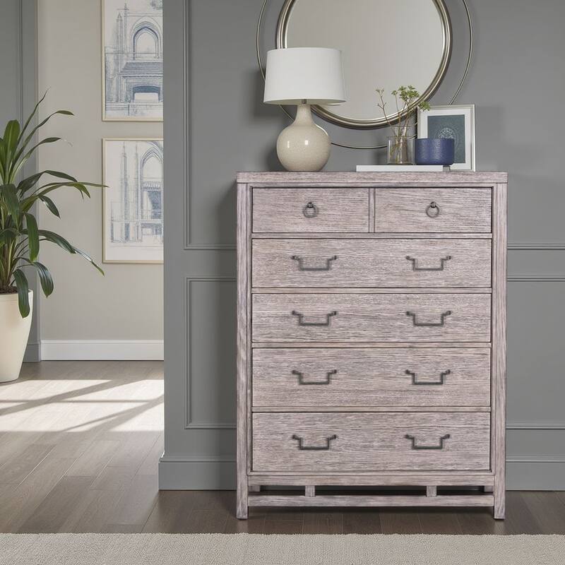 Bridgevine Home Fusion Five Drawer Chest, No Assembly Required, Dawn Finish - Dawn - 5-drawer