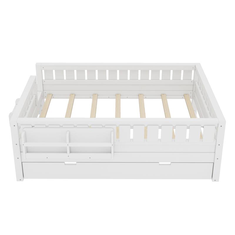 Full with Built-in Bookshelves and Small Staircase, High-Quality Safety Rails, and Trundle