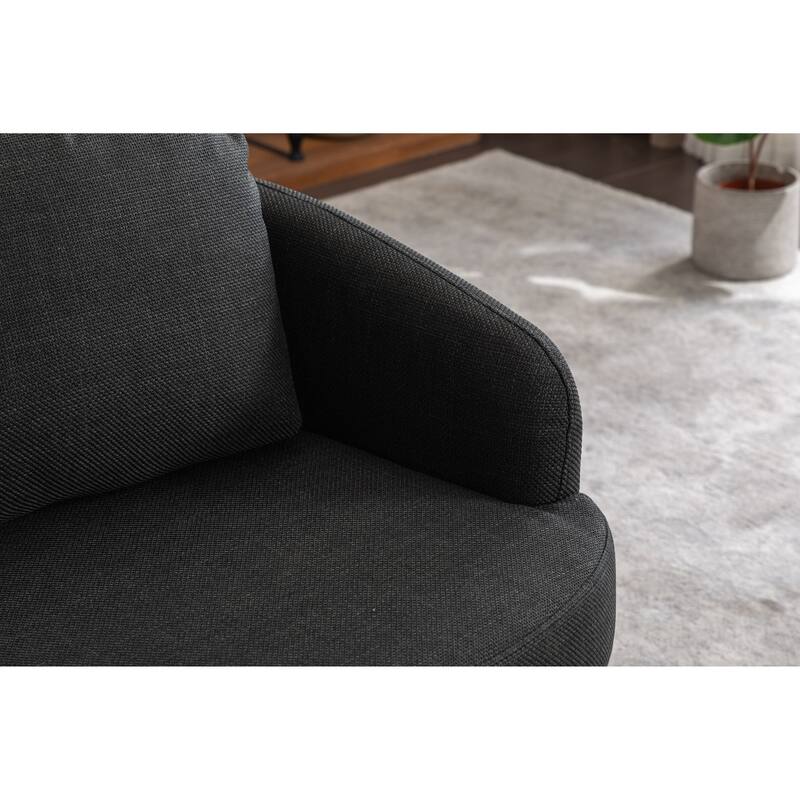 30.3" Swivel Accent Chair with Wood Base