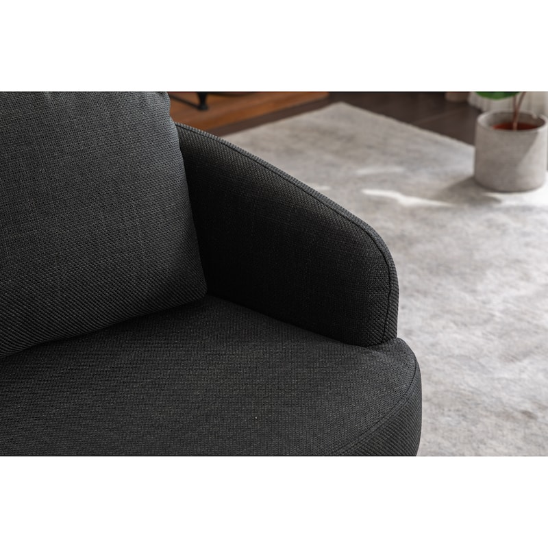 Dark Gray 30.3" Swivel Accent Chair with Wood Base