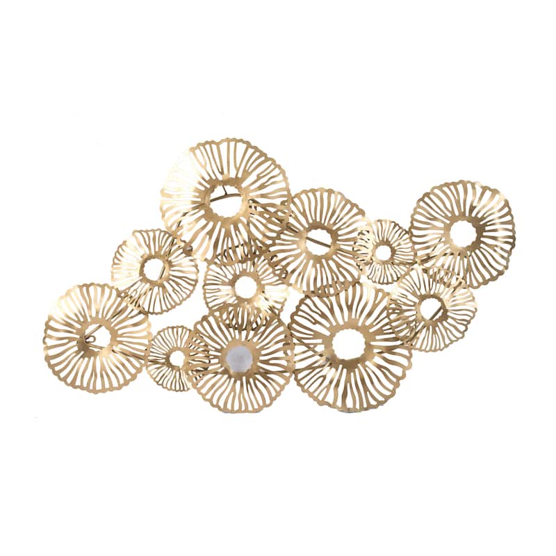 Modern Gold Iron Art Wall Decor with Open Circular Shape, for Office Beach Sunroom and Chic Living Room