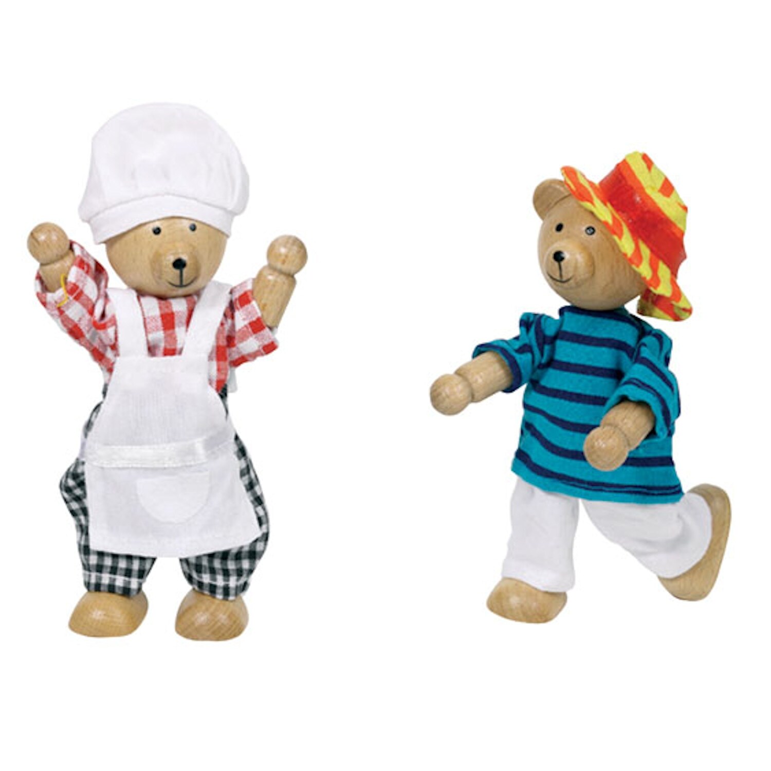 Shop Goki Wooden Dress Up Bears Dolls 2 Bears 8 Outfits In Wood