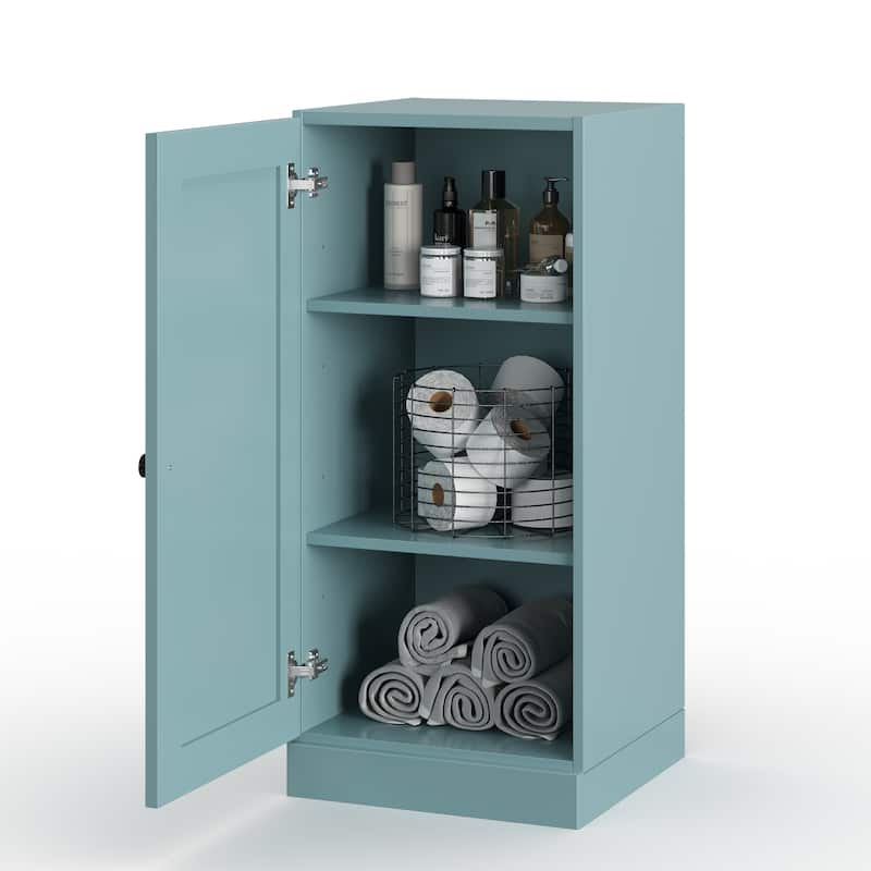 Palace Imports 100% Solid Wood 16.5" Bathroom Storage Cabinet with Shaker Door and Adjustable Shelves - Aqua Blue