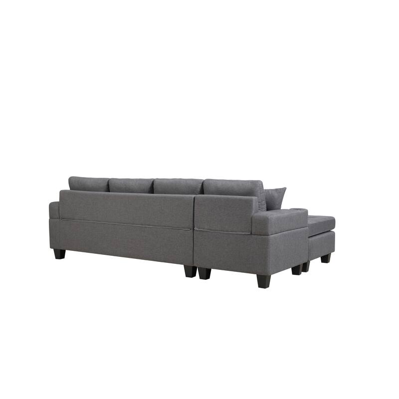 Modern Convertible L-shaped sofa With Pillows