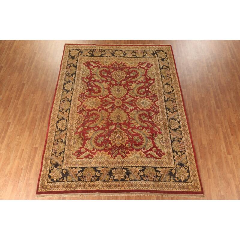 All-Over Floral Agra Oriental Area Rug Hand-Knotted Wool Carpet - 9'0" x 11'9"
