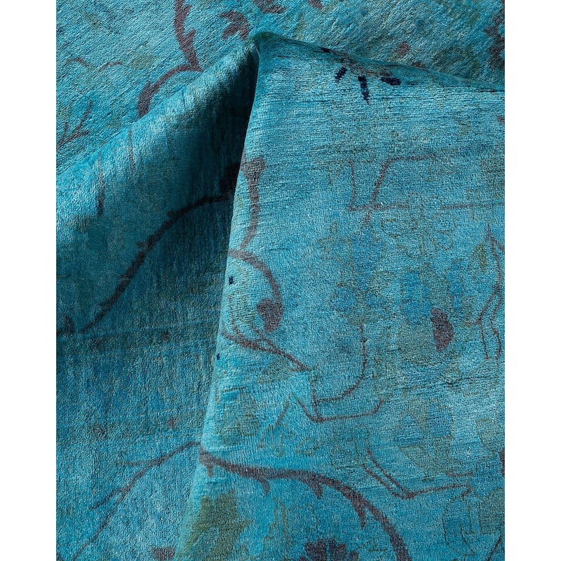 Fine Vibrance, One-of-a-Kind Handmade Area Rug - Blue, 9' 1" x 12' 2" - 9' 1" x 12' 2"