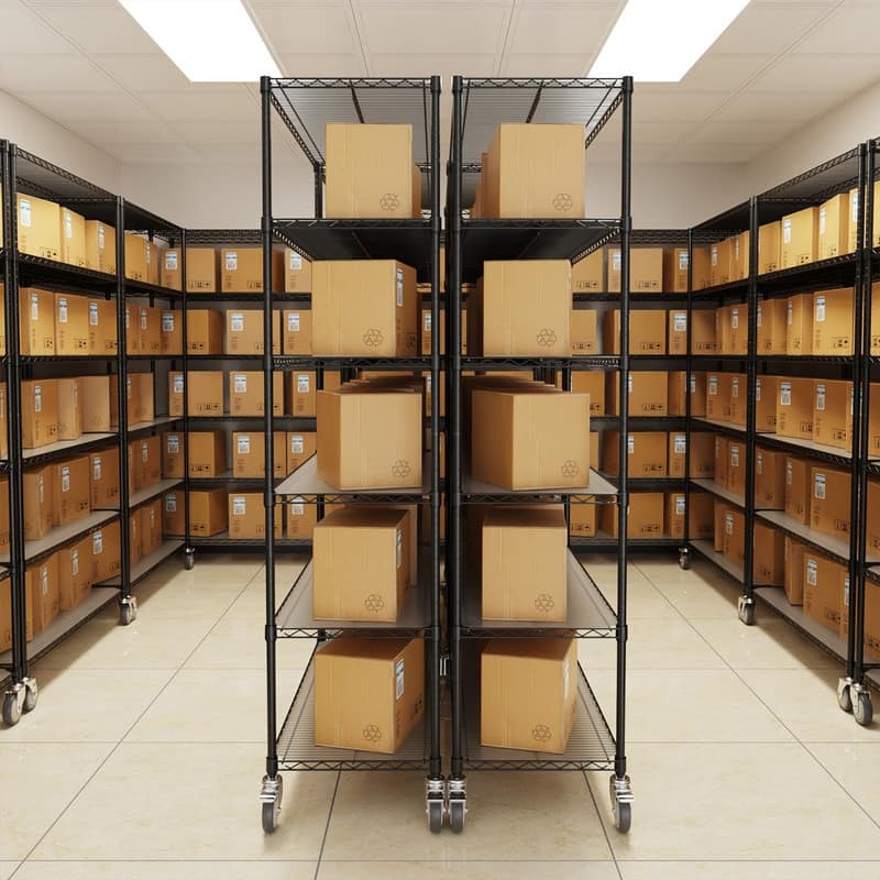 3/5/6-Tier Adjustable Heavy Duty Wire Shelving Unit with Wheels, Chrome/Black/White