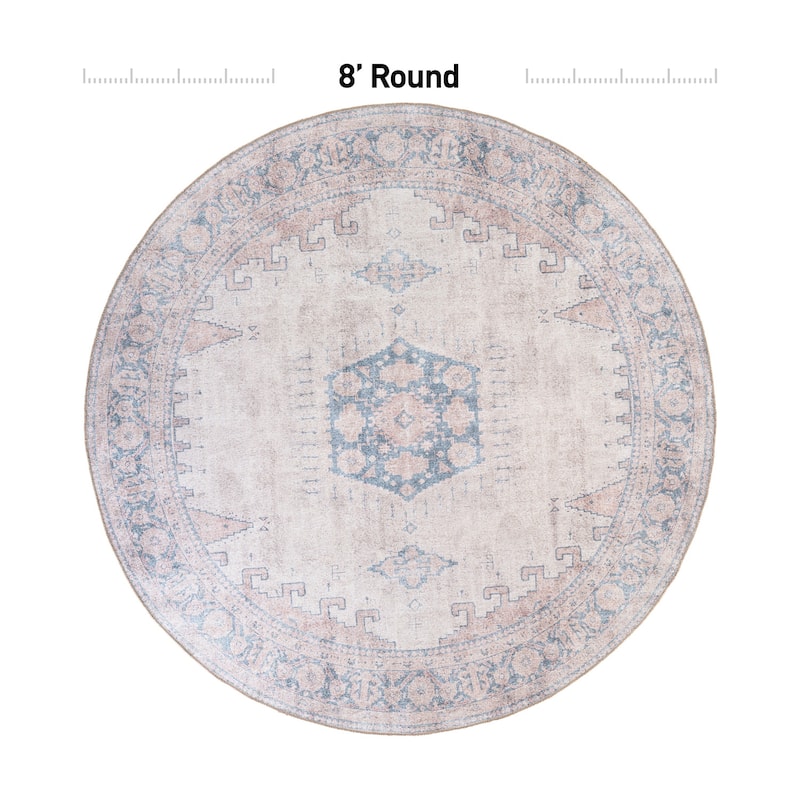 World Rug Gallery Vintage Bohemian Machine Washable Non Slip Area Rug