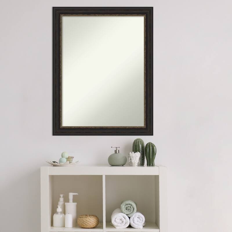 Non-Beveled Bathroom Wall Mirror - Accent Bronze Narrow Frame